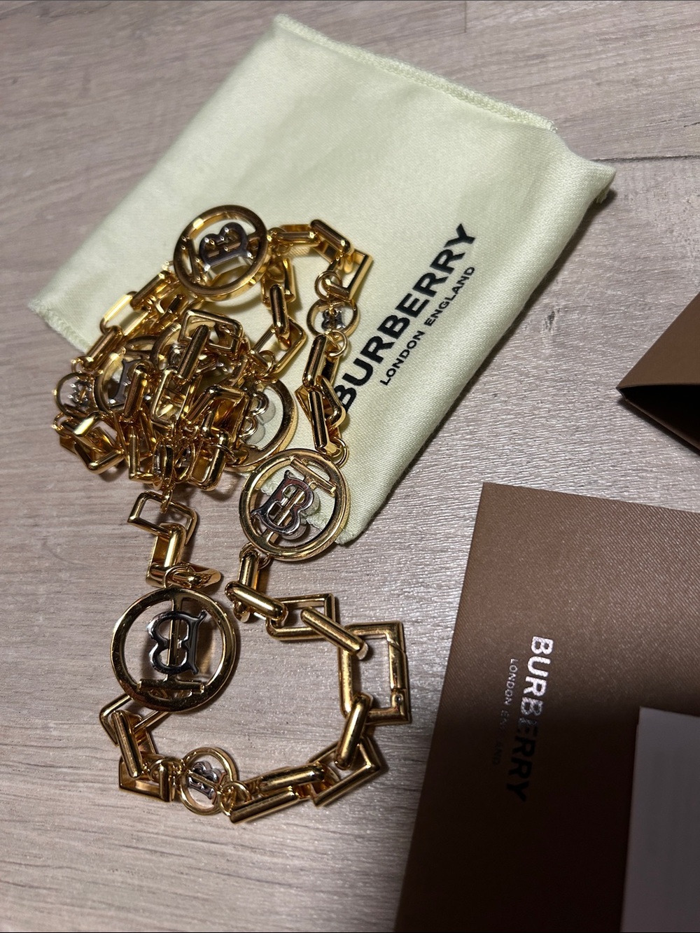 Burberry Gold Chain-Link Logo necklace